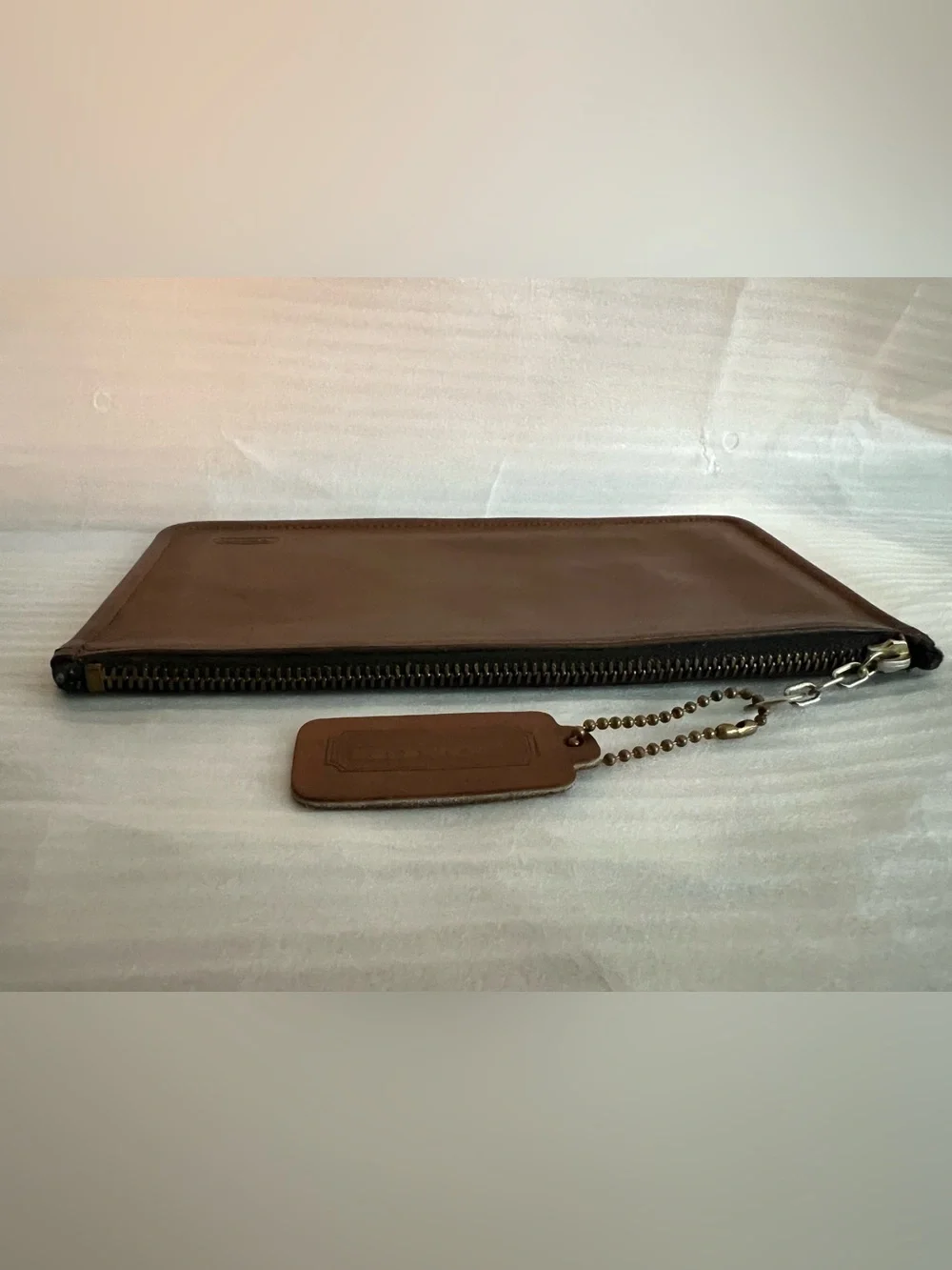 Coach vintage Tabac leather Skinny Make-Up cosmetic bag purse pouch